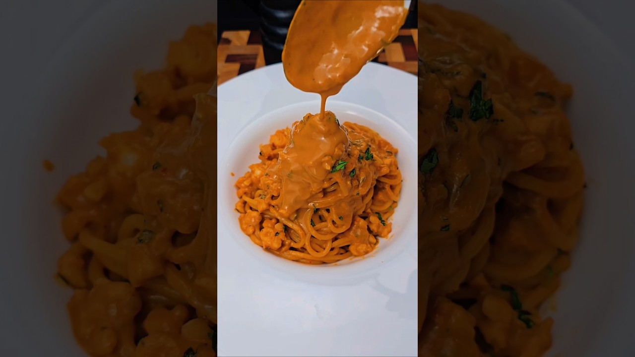Pâtes aux crevettes à la crème (bisque de crevette)